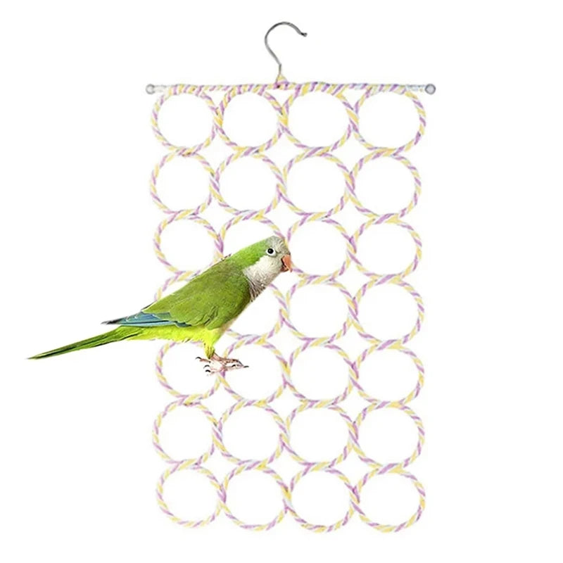 1pc Bird Climbing Net Parrot Swing Toys With Hooks Bird Supplies For Cockatoos Parakeets Lovebirds Pet Supplies (random Color)