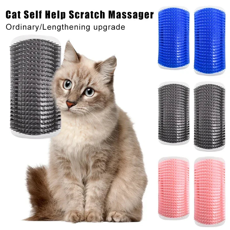 Cat Brush Comb Cat Toy with Catnip Pet Wall Brush Corner Cat Massage Self Groomer Comb Brush Kitten Rubs with A Tickling Comb