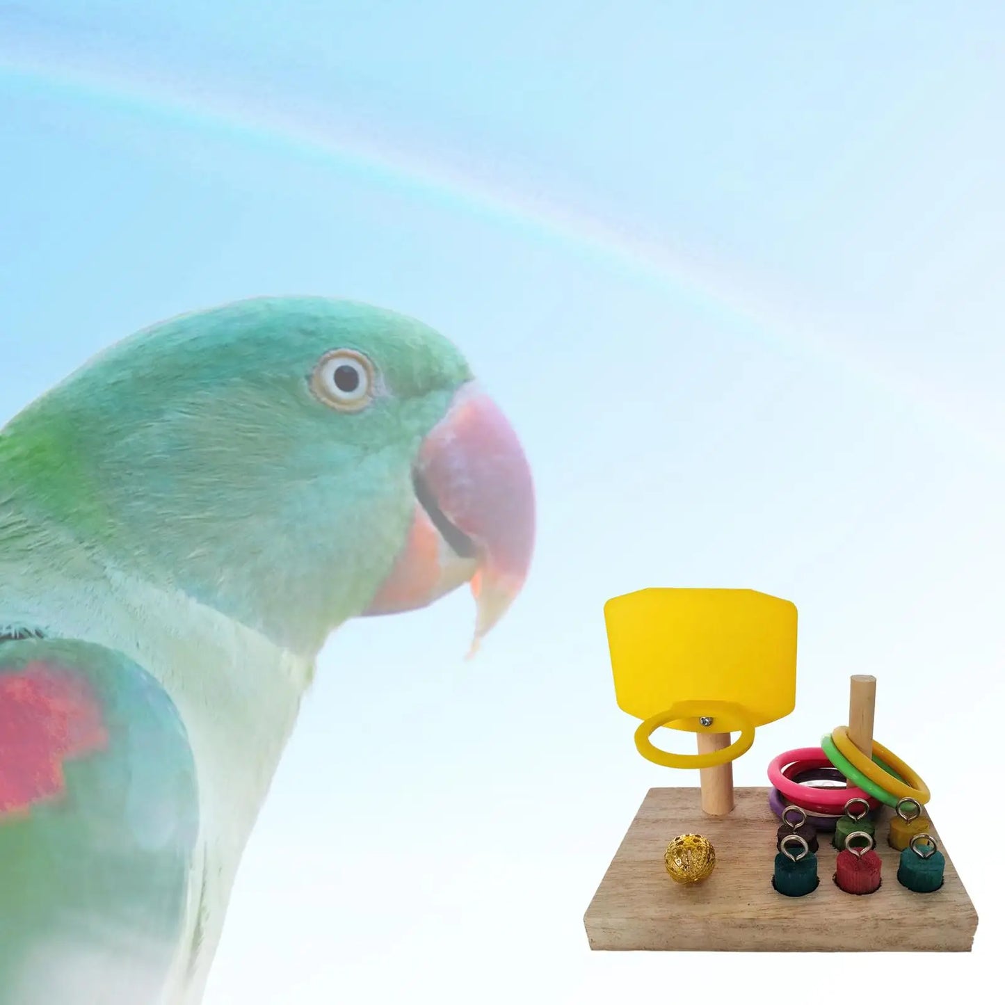 Wooden Parrot Intelligence Toy Bird Perch Birds Parrot Toys Playing Basketball for Medium Small Parrots Conures Birds