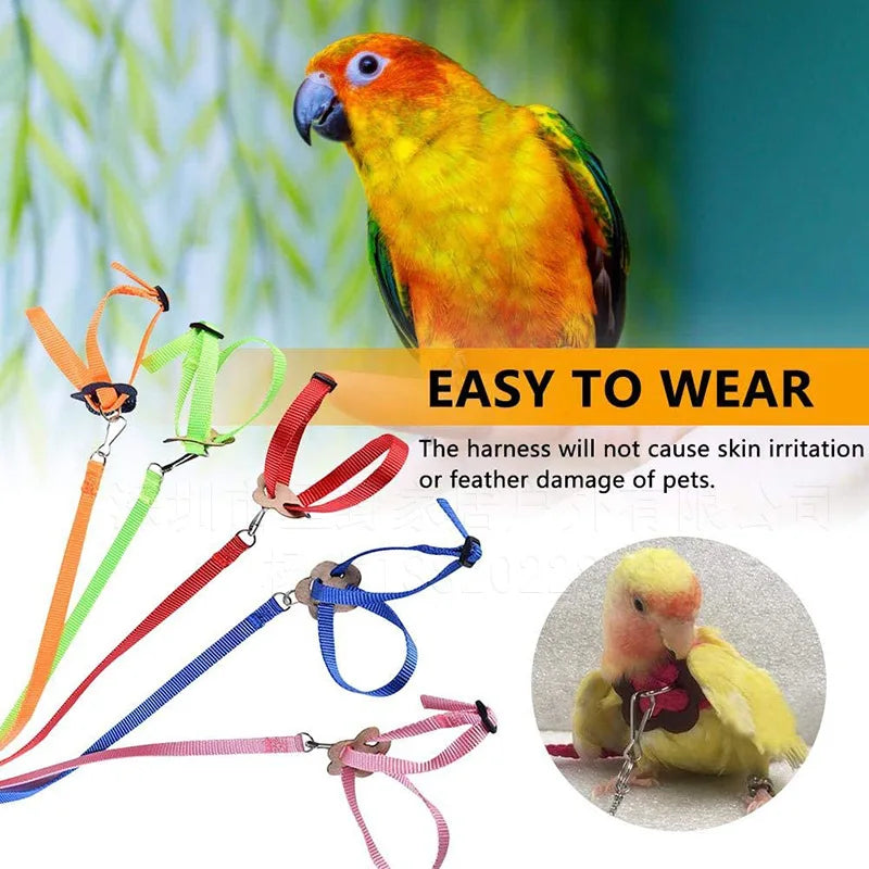 Anti-Bite Bird Harness Leash Set Parrot Harness Nylon Rope Adjustable Flying Training Design Suitable For Parrot Conures Bird