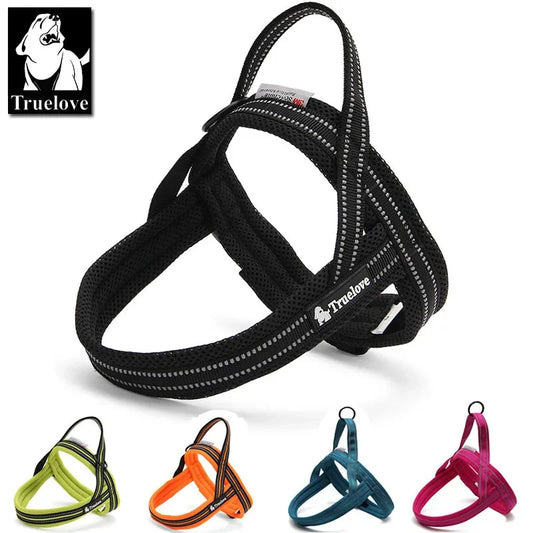 Truelove Soft Mesh Padded Nylon Dog Harness Vest 3M Reflective Security Dog Collar Easy Put On Pet Harness Pull-resistan 5 Color