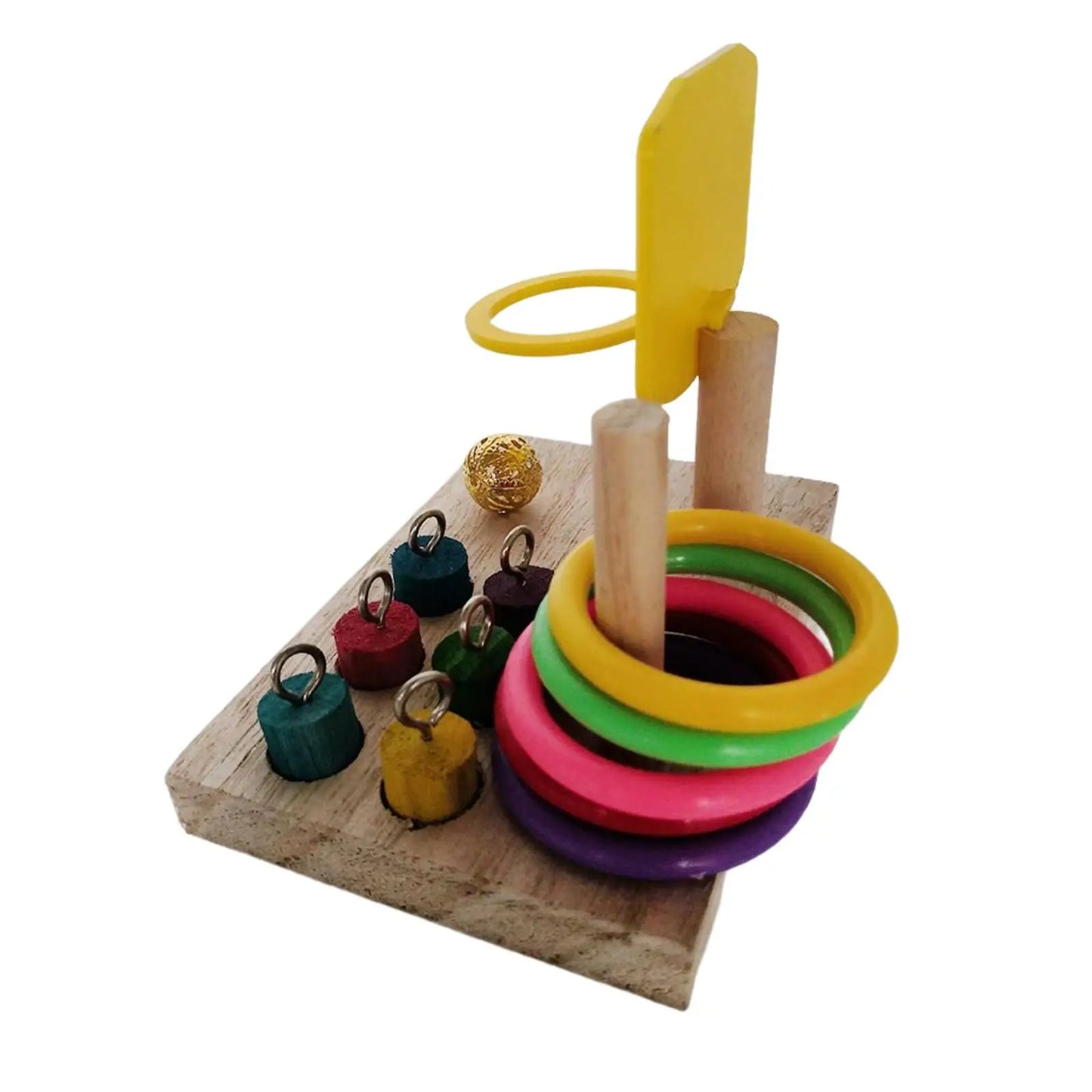 Wooden Parrot Intelligence Toy Bird Perch Birds Parrot Toys Playing Basketball for Medium Small Parrots Conures Birds