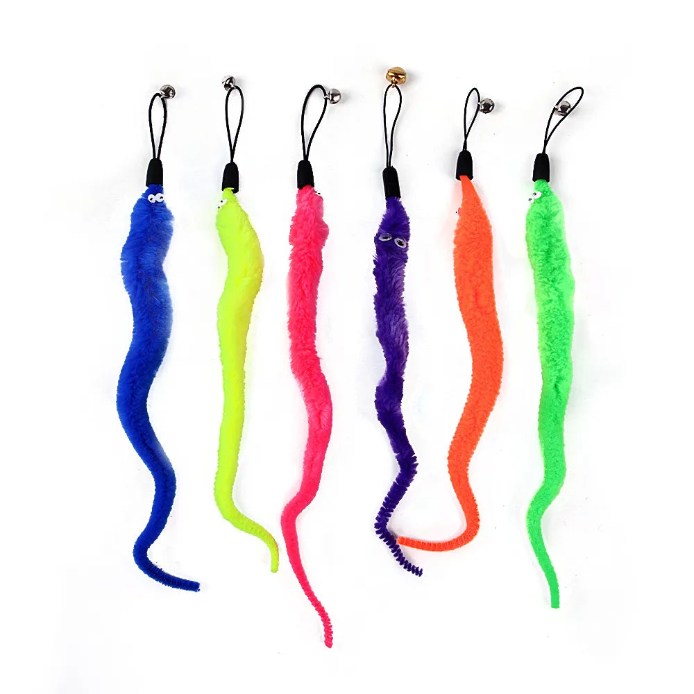 9 Pack Colorful Feather Replacement Head Funny Cat Stick Tassel Feather Feather Fishing Rod Cat Toy Set Cat Toys Interactive