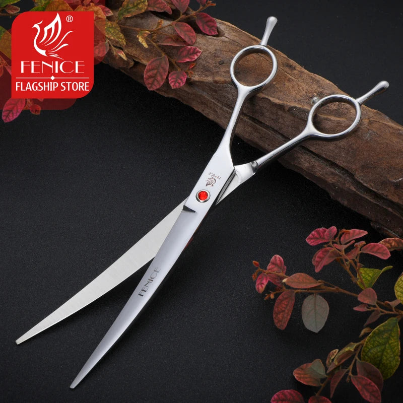 Fenice 7.0 /7.5 /8.0 inch Professional Pet Grooming Shears Dogs Curved Scissors for Dog Beauty