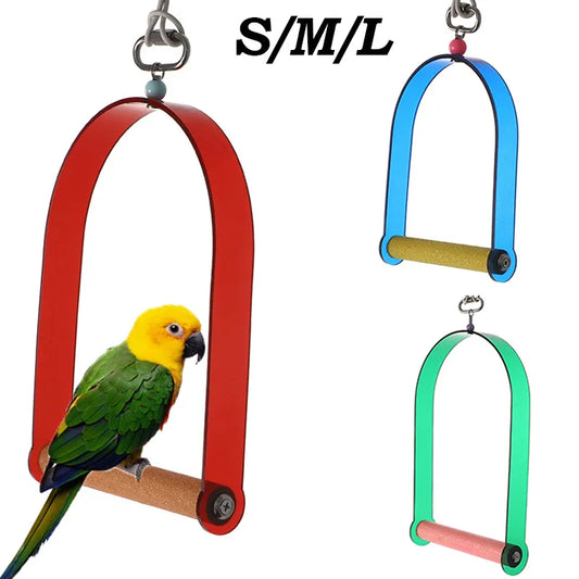 Cool Bird Parrot Swing Toy Acrylic Bird Perch Stand Playstand Hanging Cage Swings for Budgie Parrot Bird Accessories