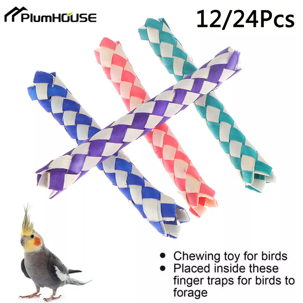 Birds Parrots Chew Toy Creativity DIY Finger Traps Fidget Toys Natural Chinese Bamboo Fingers Trap Replacement Popits Pop Tube