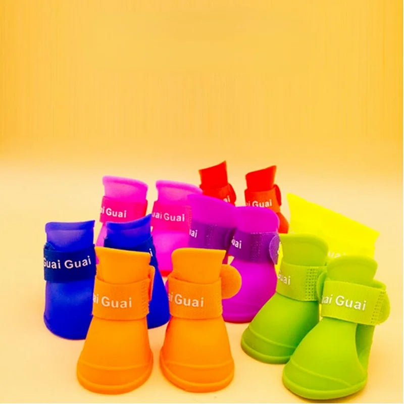 Pet rain shoes dog cat anti-slip rubber boot dogs cats foot cover puppy waterproof socks small medium dogs protect the paw