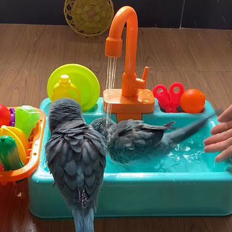 Parrot Shower Bird Bathtub Swimming Pool Parrot Bath Cage for Calopsita Parakeet Toys Cockatiel Bath Basin Faucet Parrot Corella