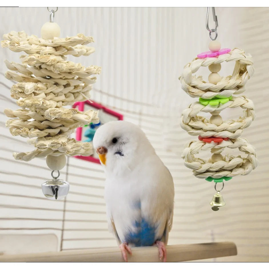 7pcs Bird Parrot Toy Set Chew and Stand Toys with Bells for Small Birds Cockatiel Budgie Parakeets Parrotlets Cockatoo Lovebird