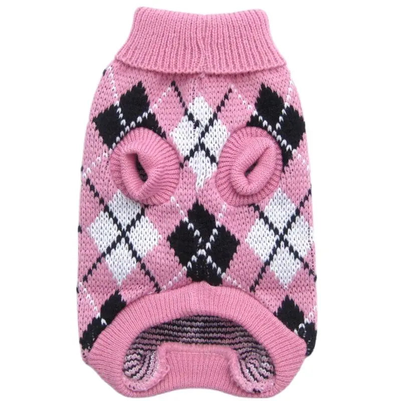 Dog Cat Argyle Sweater Hoodie Pet Puppy Coat Jacket Autumn/Winter Apparel  5 Colours 6 Sizes