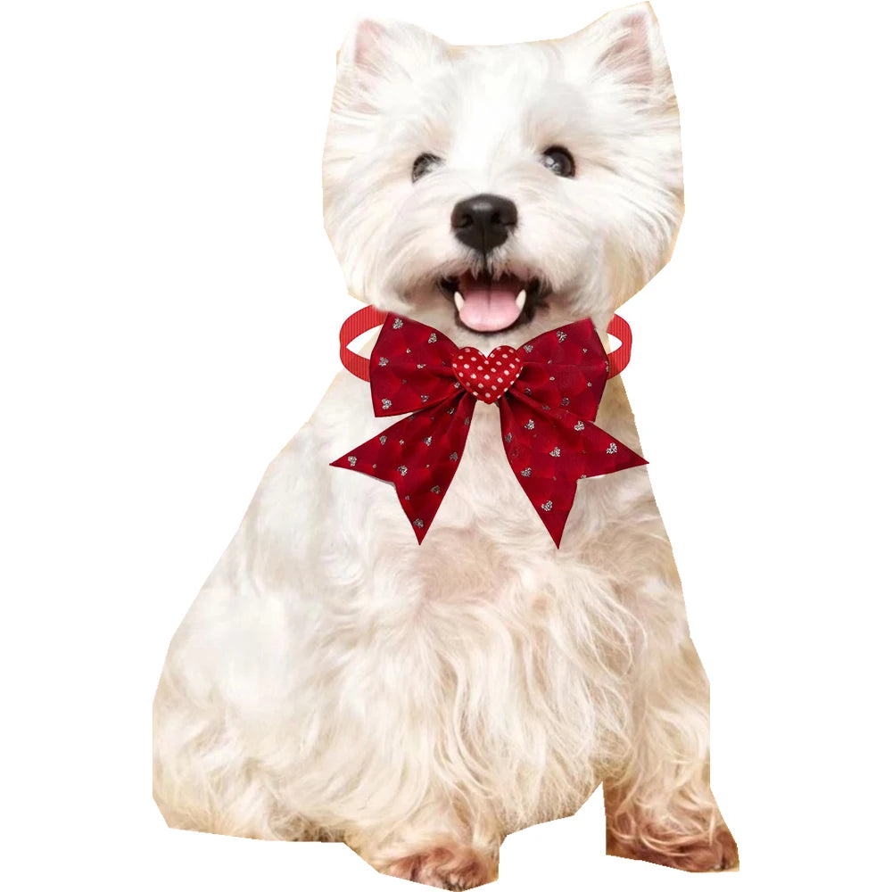 10pcs Valentine's Day Red Dog Bow Tie Love Style Pet Supplies Small Dog Bowtie Pet Dog Small Dog Red Bows