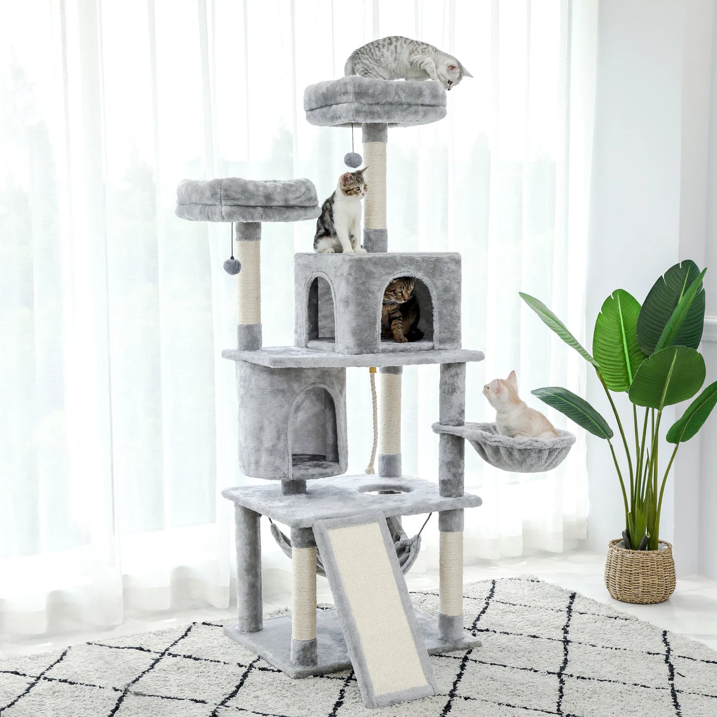 Cat Toy Scratching Cat's Tree Tower Condo Pets Scratching Post House Hammock Pets Playing Climbing Post Cat's Tree Tower