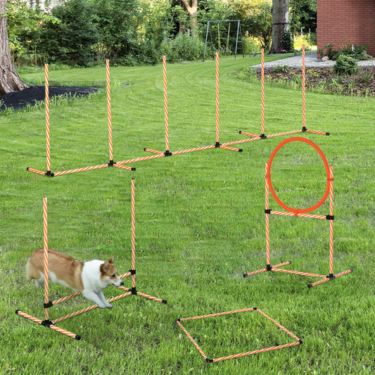 PawHut 4PC Portable Pet Agility Training Set Hurdle for Dog Obstacle