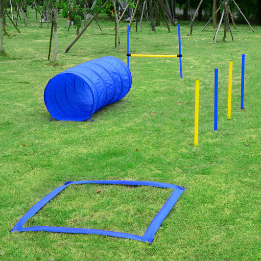 PawHut Dog Pet Agility Training Kit High Jump Weave Pole Tunnel Ring