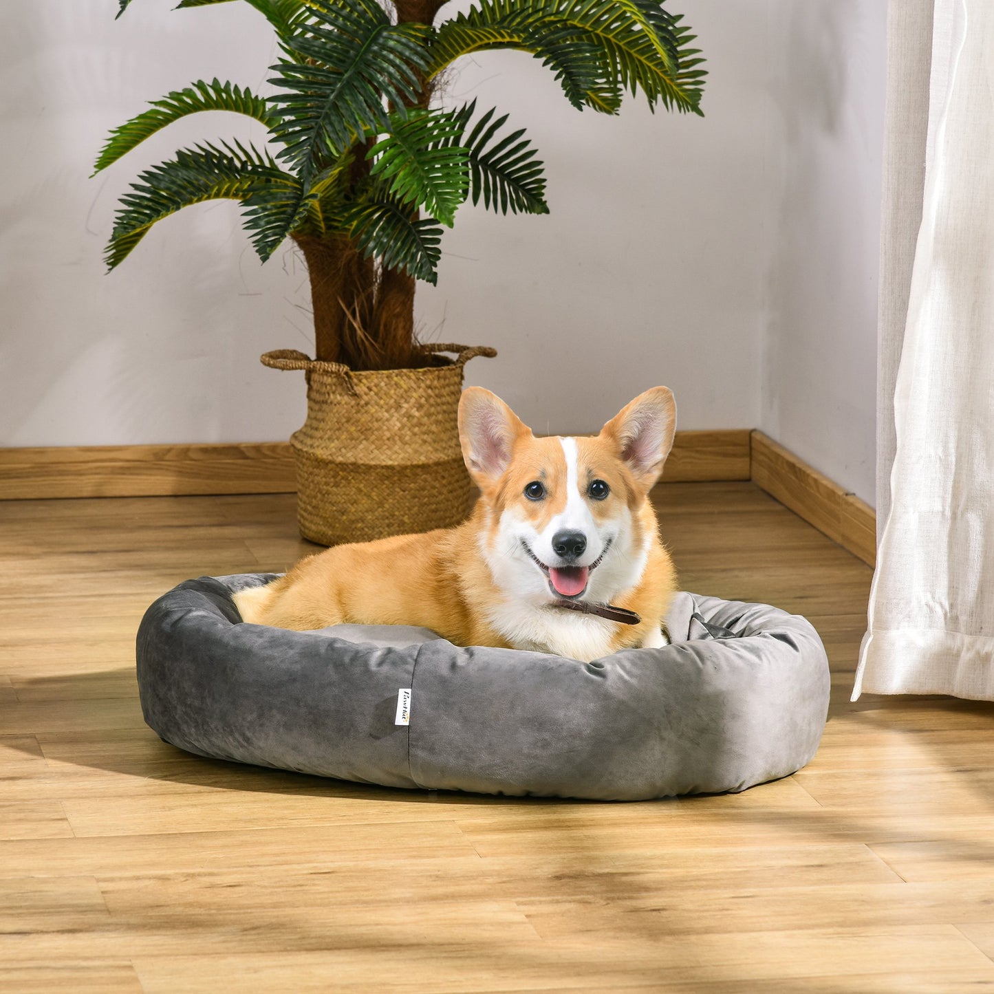 PawHut Pet Bed, Soft Velvet Lounge Sleeper, Machine Washable Cushion,