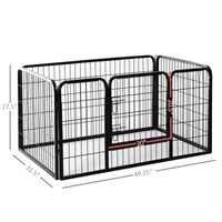 PawHut 49" 4 Panel Black Pet Playpen  Heavy Duty Puppy Cat Dog Pen