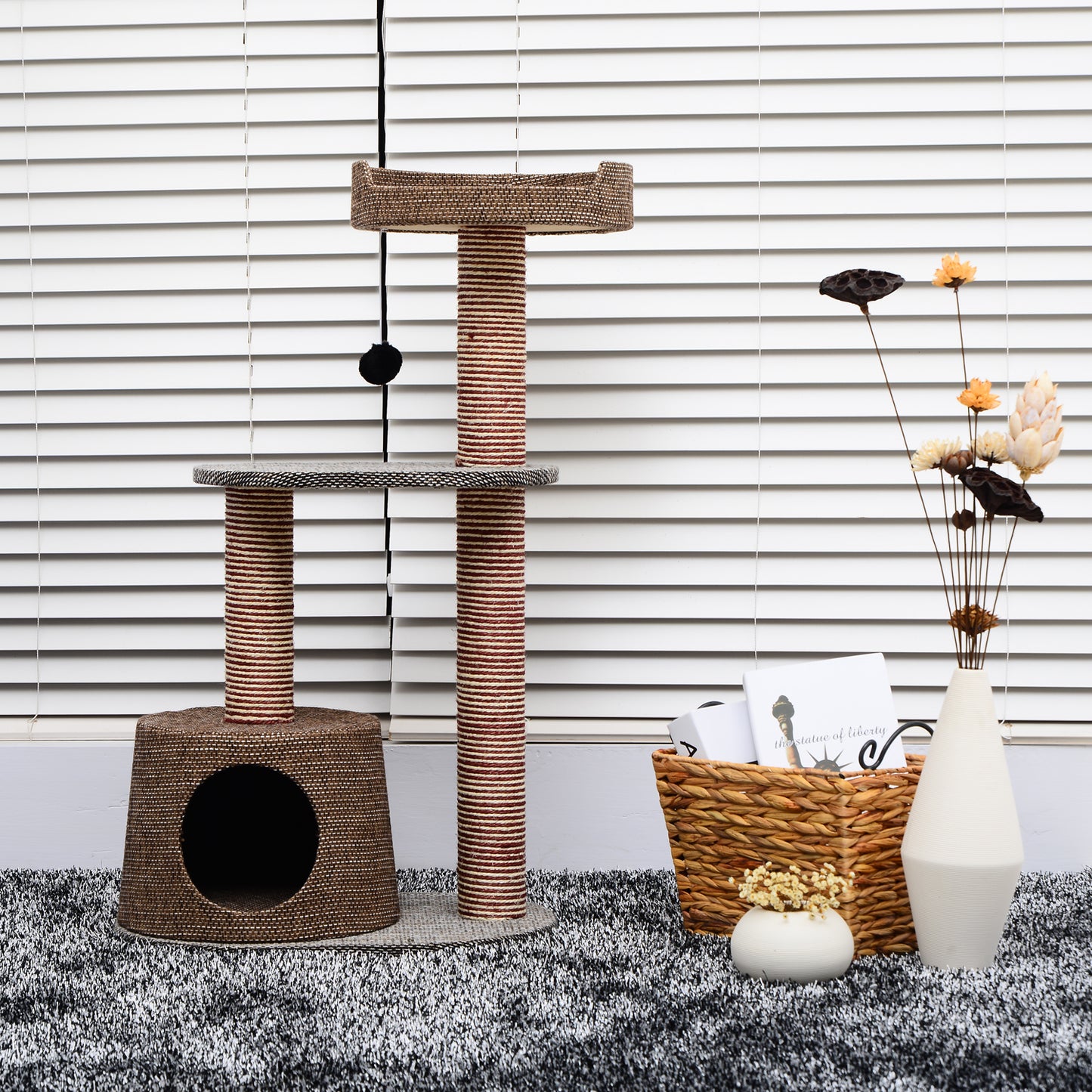 PawHut Scratching Cat Tree Post Climbing Kitten Pets Furniture with