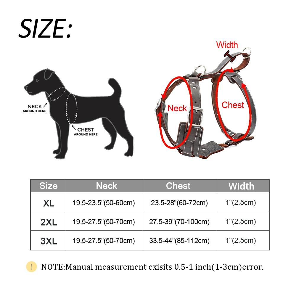 Durable Dog Harness Large Dogs Genuine Leather Harnesses Pet Training