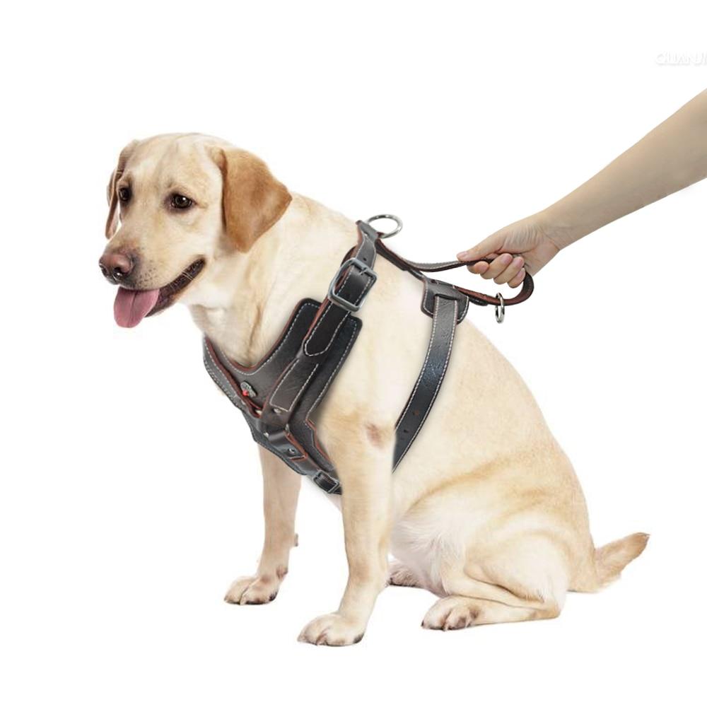 Durable Dog Harness Large Dogs Genuine Leather Harnesses Pet Training