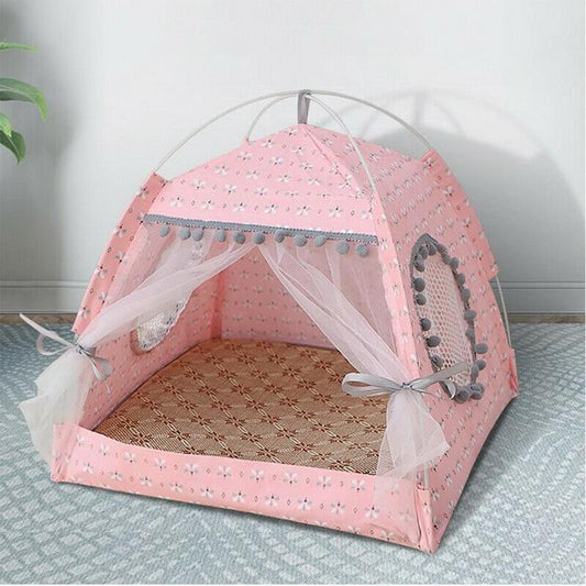 Pet Cat Dog Teepee Tents Houses with Cushion & Blackboard Kennels